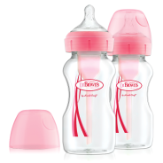 Dr Brown's Options+™ 270ml Wide-Neck Baby Bottle (2 Pack) - Pink