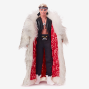 Barbie The Movie Collectible Ken Doll Wearing Faux Fur Coat and Black Fringe Vest