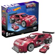 MEGA Hot Wheels Collectible Car Building Toy, Cadillac ATS-V R with 319 Pieces and Die-Cast Model, Build & Display Set for Collectors, Red