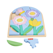 Fisher-Price Preschool Toy Wooden Flower Jigsaw Puzzle with Stacking Blocks, 37 FSC-Certified Wood Pieces