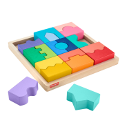 Fisher-Price Toddler Toy Wooden Jigsaw Puzzle with Interlocking Stacking Blocks, 20 Wood Pieces