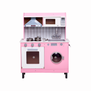 Deluxe Pink Wooden Play Kitchen with Lights and Sounds 