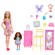 Barbie Day at the Fair Playset with 2 Dolls, Face Paint & Photo Stand, Plus Accessories, Includes Chelsea Small Doll with Color-Change Face