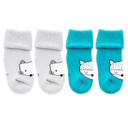 Animal Face 2pk Towelling socks