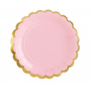 PLATES LIGHT PINK / GOLD 18cm - 6 PC