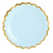 PLATES LIGHT BLUE/GOLD 18cm - 6 PC 