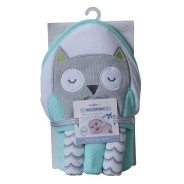 Snuggletime Hooded Towel with 3pk Facecloth Gift Set - Owl 