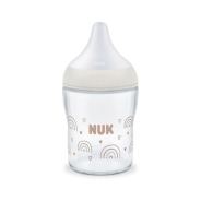NUK Perfect Match Glass Baby Bottle – 0+ Months Teat, Slow Flow, 120ml - Rainbow