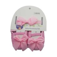 PINK SHOE AND HEADBAND SET 6-12 MONTHS