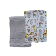 Snuggletime Bamboo Muslin Receiver 2 Pack - African Animals - 120 x 120cm