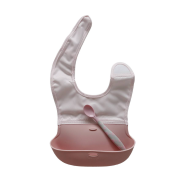 Roll Up Travel Bib and Spoon Set - Pink