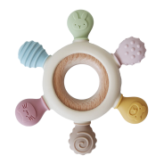 Back To Nature Silicone Chewable Teether With Wooden Ring