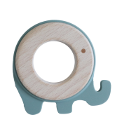 Back To Nature Silicone Teether Ring - Green Elephant