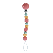 Back To Nature Silicone Pacifier Clip - Pink Cubes