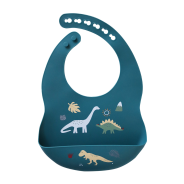 Silicone Bib - Dinosaur Blue