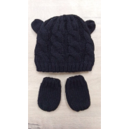 Babies R Us - Fleece Lined Black Knitted Bootie & Beanie Set