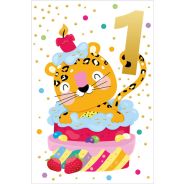 Birthday Card1st Card Leopard Cake