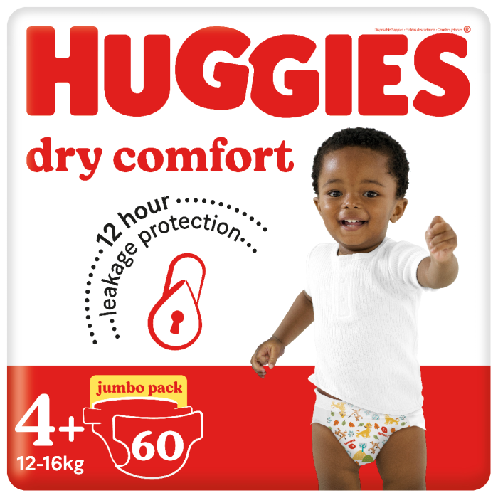 Buy the Dry Comfort Nappies Size 4+ Jumbo Pack 60'S from Babies-R