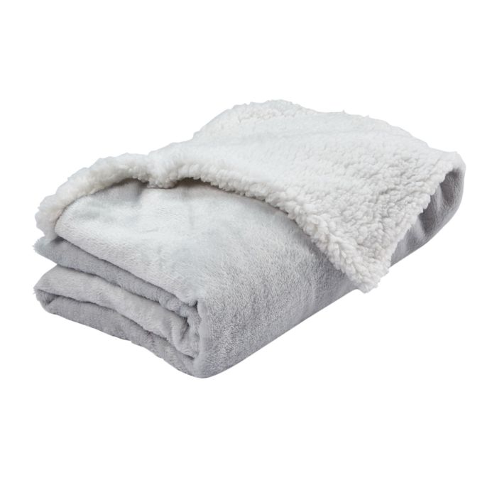 Buy the 2 Ply Sherpa Baby Blanket - Grey from Babies-R-Us Online ...