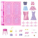 Barbie Dream Closet Toy Playset with Clothes & Accessories, 3-ft-Wide with 25+ Pieces, 4 Complete Fashion Looks