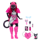 Monster High Catty Noir Doll with Pet Cat Amulette and Accessories like Backpack, Music Book, Microphone and More