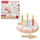 Fisher-Price Wood Pretend Play Toy Cake Set, 14-Piece Wooden Food Decorating & Serving Play for Preschool Kids