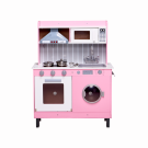 Deluxe Pink Wooden Play Kitchen with Lights and Sounds 
