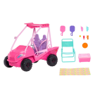 Barbie Mysteries Beach Detectives Playset with Beach Buggy Toy Car & 10+ Accessories, Including Beach Chair & Towel