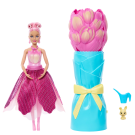 Barbie Petal Pop Scented Doll with Pink Tulip Dress & Accessories, Bouquet Reveal with Pet Bunny & Surprises like Watering Can, Necklace & Earrings