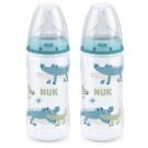NUK Temperature Control Bottle Silicone Teat (6-18 Months) - 300ml 2 Pack Blue/Green
