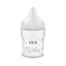 NUK Perfect Match Glass Baby Bottle – 0+ Months Teat, Slow Flow, 120ml - Rainbow