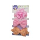 3 PACK SOFT PINK GLITTER BOW SET