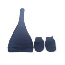 KNOTTED HAT AND MITTENS SET NAVY