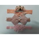 3 Pack pink Fancy Headband set