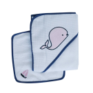 Snuggletime Hooded Towel with Washcloth - Pink Whale 