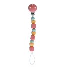 Back To Nature Silicone Pacifier Clip - Pink Cubes