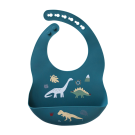 Silicone Bib - Dinosaur Blue