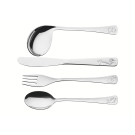 Baby Friends stainless steel children's flatware set with shiny finish and relief drawing, 4 pc set	