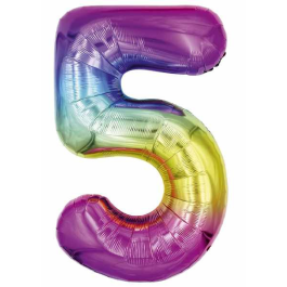 65cm Number 5 Ombre Rainbow Foil Balloon | Babies R Us Online