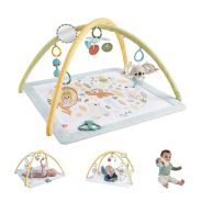  Fisher-Price Baby Activity Mat Simply Senses Newborn Gym with 6 Portable Sensory Toys for Newborns