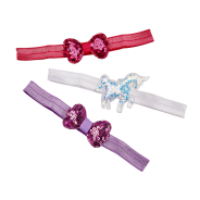 Unicorn And Bow Glitter Headband 3 Pack - Cerise, White, Purple