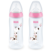 Temperature Control Bottle Silicone Teat 6-18months 300ml 2 Pack Pink/White