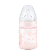 First Choice+ Tempertature Control Bottle with Silicone Teat Rose 150ml 0-6 months 