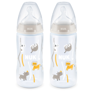 First Choice Temperature Control Silicone Teat Bottle 6-18 Months 300ml Twin Pack- Neutral