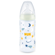 First Choice Glow-In-The-Dark Silicone Teat Bottle 6-18 Months 300ml  (Blue))