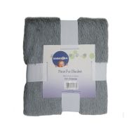 Fur Blanket- Grey and Silver Foil 