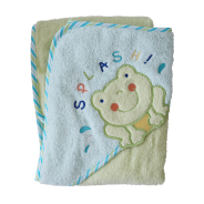 Deluxe Embroidered Hooded Towel  - Green Frog