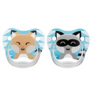 PreVent Pacifier Stage 1 – Blue / Beige Fox & Blue / Grey Racoon – 2pack