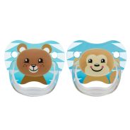 PreVent Pacifier Stage 2 - Blue / Brown Bear  & Blue / Beige Monkey - 2pack